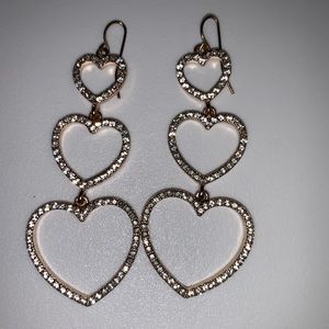 3 connecting hearts  dangle earrings